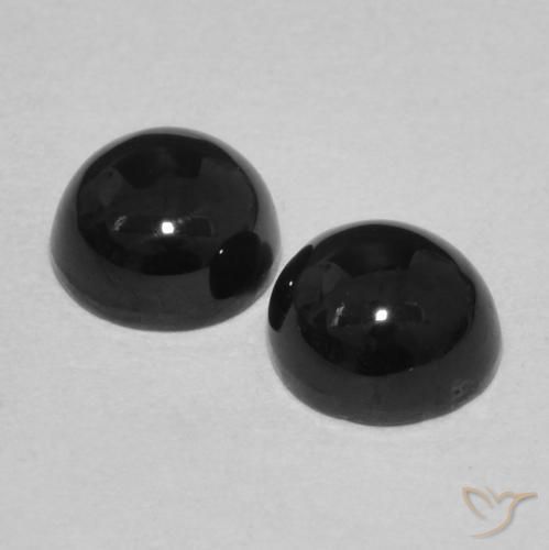 Gemas de Ónix Negro natural de 2.17 ct, Redondo, Opaco