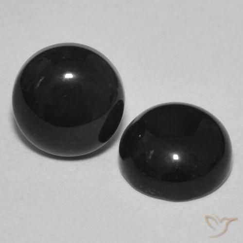Gemas de Ónix Negro natural de 2.88 ct, Redondo, Opaco