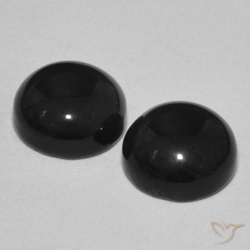 Gemas de Ónix Negro natural de 2.88 ct, Redondo, Opaco