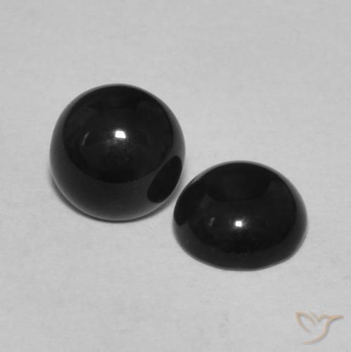 Gemas de Ónix Negro natural de 1.44 ct, Corte Redondo, Opaco