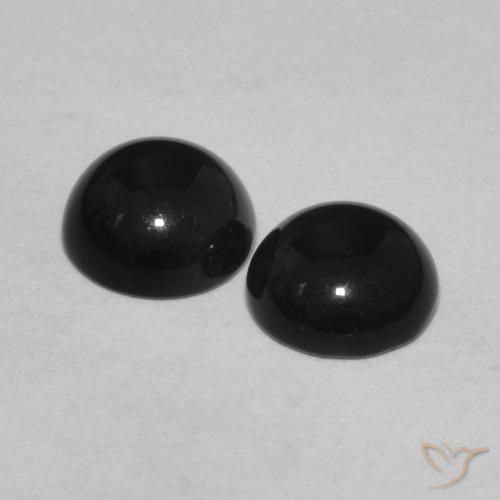 Gemas de Ónix Negro natural de 1.44 ct, Corte Redondo, Opaco
