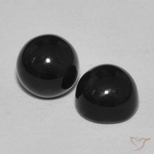 Gemas de Ónix Negro natural de 2.48 ct, Redondo, Opaco