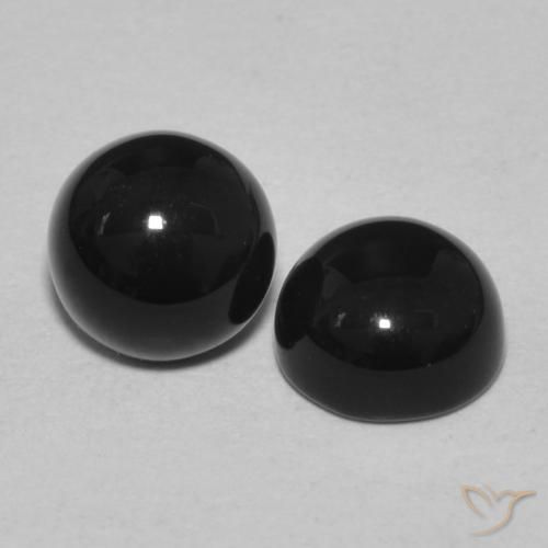 Gemas de Ónix Negro natural de 2.31 ct, Redondo, Opaco