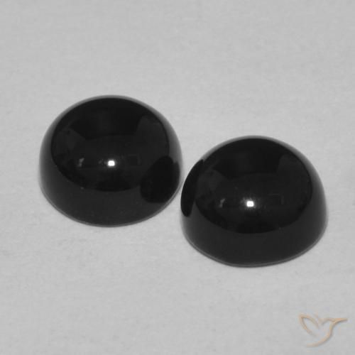 Gemas de Ónix Negro natural de 2.31 ct, Redondo, Opaco