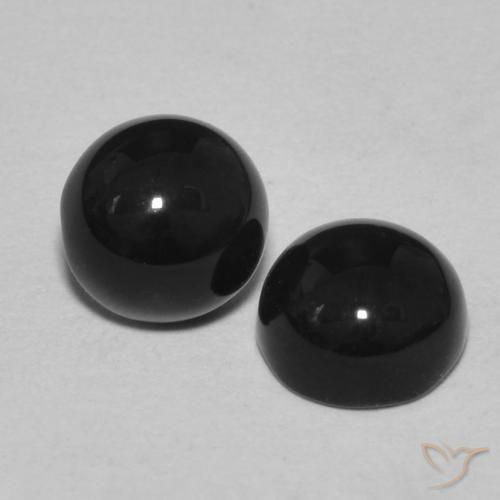 Gemas de Ónix Negro natural de 2.41 ct, Redondo, Opaco