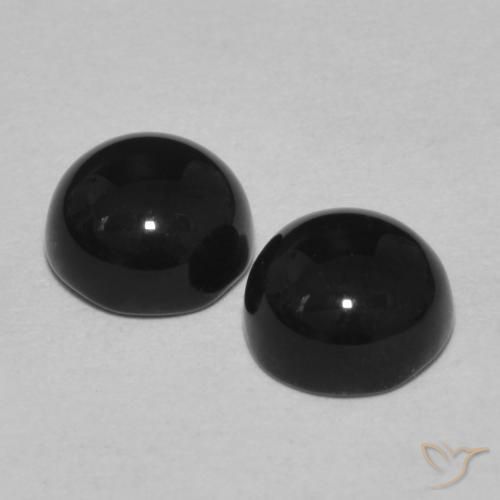 Gemas de Ónix Negro natural de 2.41 ct, Redondo, Opaco