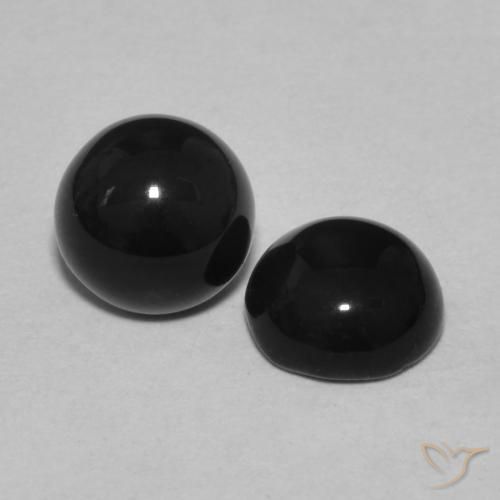 Gemas de Ónix Negro natural de 2.06 ct, Redondo, Opaco