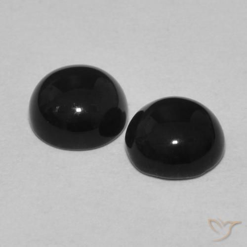 Gemas de Ónix Negro natural de 2.06 ct, Redondo, Opaco