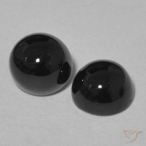 Gemas de Ónix Negro natural de 2.05 ct, Redondo, Opaco