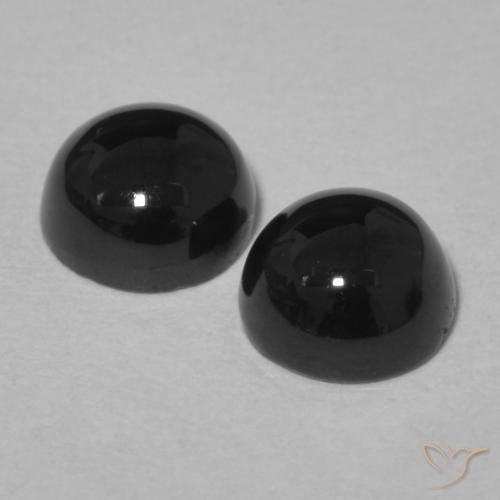 Gemas de Ónix Negro natural de 2.05 ct, Redondo, Opaco