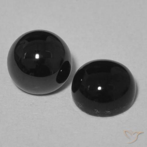 Gemas de Ónix Negro natural de 1.78 ct, Redondo, Opaco