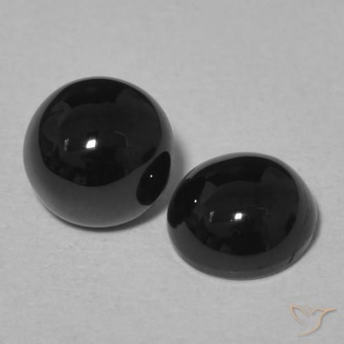 Gemas de Ónix Negro natural de 1.98 ct, Redondo, Opaco