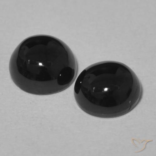 Gemas de Ónix Negro natural de 1.98 ct, Redondo, Opaco