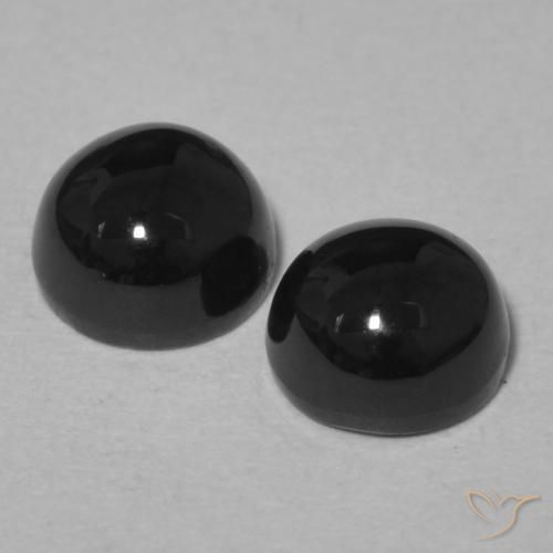 Gemas de Ónix Negro natural de 2.26 ct, Redondo, Opaco