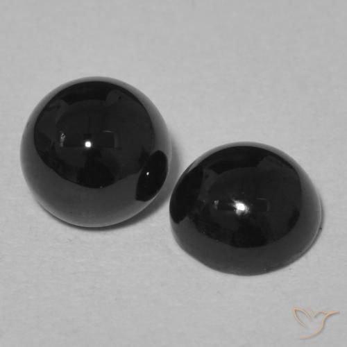 Gemas de Ónix Negro natural de 1.96 ct, Redondo, Opaco