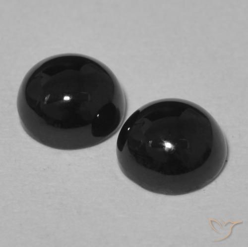 Gemas de Ónix Negro natural de 1.96 ct, Redondo, Opaco