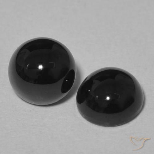 Gemas de Ónix Negro natural de 2.11 ct, Redondo, Opaco