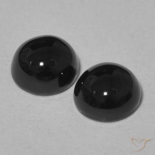 Gemas de Ónix Negro natural de 2.11 ct, Redondo, Opaco