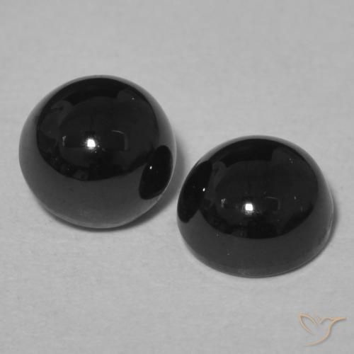 Gemas de Ónix Negro natural de 2.36 ct, Redondo, Opaco