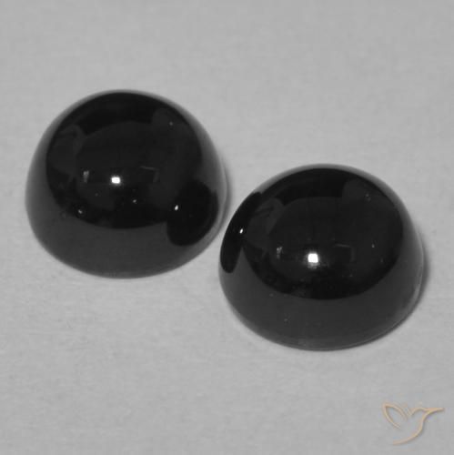 Gemas de Ónix Negro natural de 2.36 ct, Redondo, Opaco