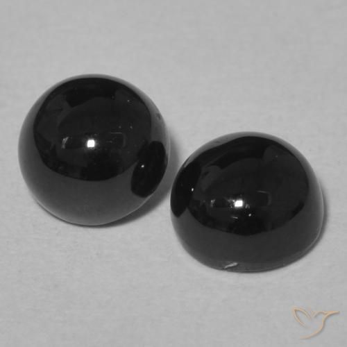 Gemas de Ónix Negro natural de 2.24 ct, Redondo, Opaco