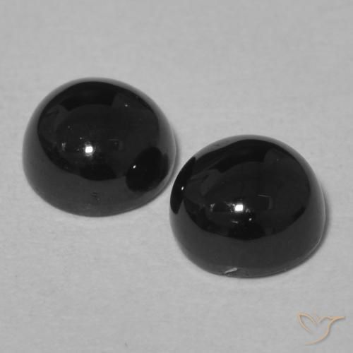 Gemas de Ónix Negro natural de 2.24 ct, Redondo, Opaco