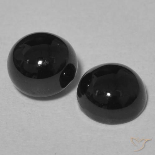 Gemas de Ónix Negro natural de 2.16 ct, Redondo, Opaco