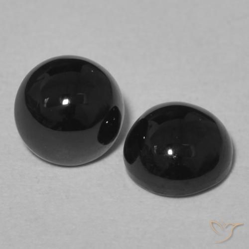 Gemas de Ónix Negro natural de 2.06 ct, Redondo, Opaco