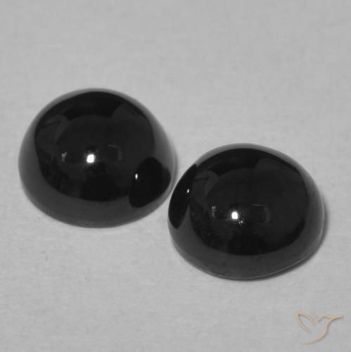 Gemas de Ónix Negro natural de 2.06 ct, Redondo, Opaco