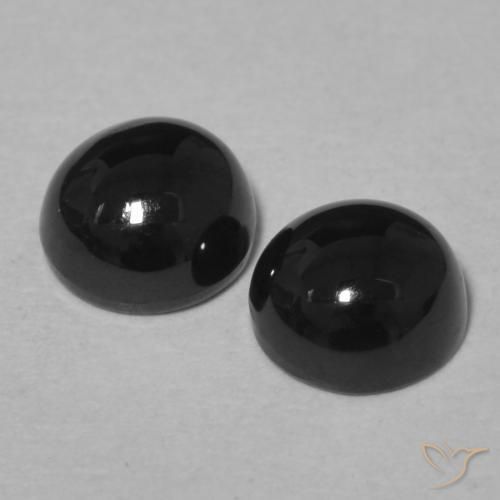 Gemas de Ónix Negro natural de 2.11 ct, Redondo, Opaco