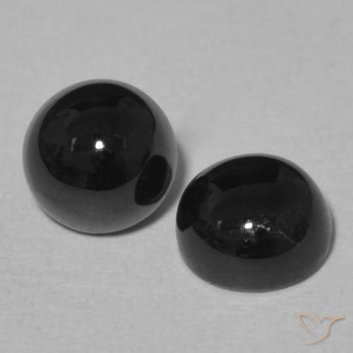 Gemas de Ónix Negro natural de 2.19 ct, Redondo, Opaco