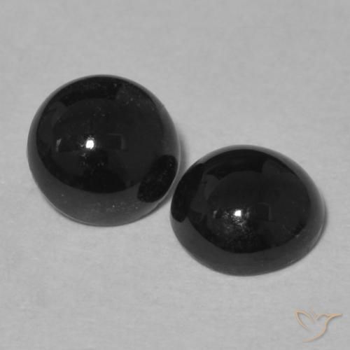 Gemas de Ónix Negro natural de 1.70 ct, Redondo, Opaco