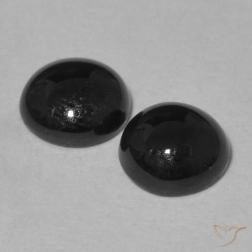 Gemas de Ónix Negro natural de 1.70 ct, Redondo, Opaco