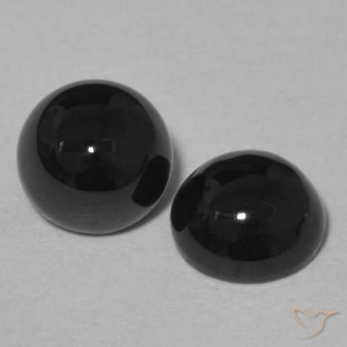 Gemas de Ónix Negro natural de 1.99 ct, Redondo, Opaco