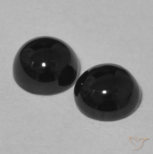 Gemas de Ónix Negro natural de 1.99 ct, Redondo, Opaco