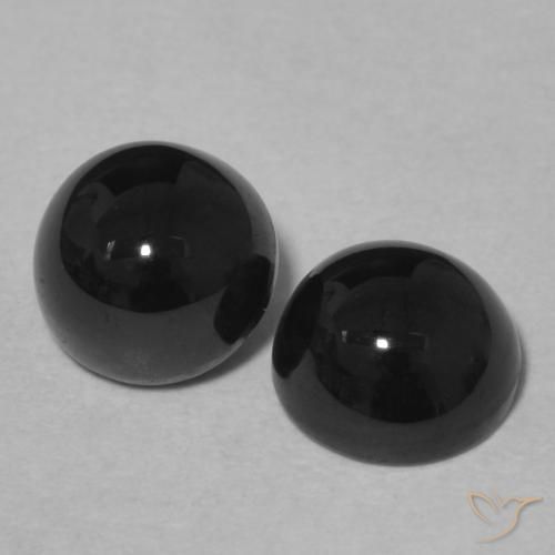 Gemas de Ónix Negro natural de 2.19 ct, Redondo, Opaco