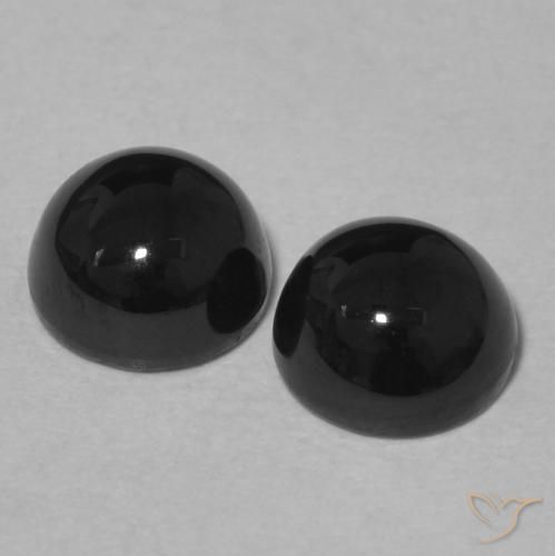 Gemas de Ónix Negro natural de 2.19 ct, Redondo, Opaco