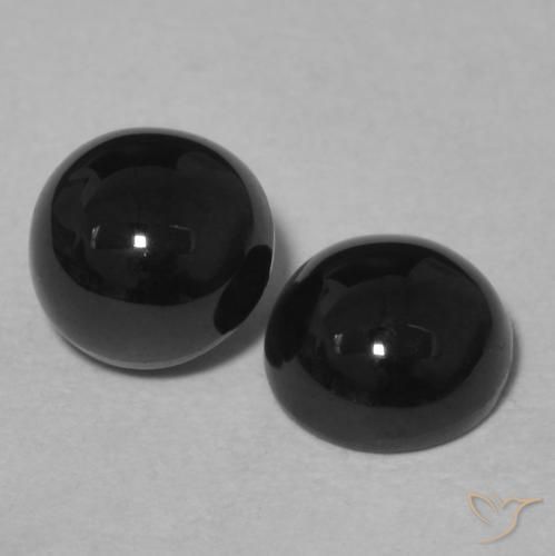 Gemas de Ónix Negro natural de 2.12 ct, Redondo, Opaco