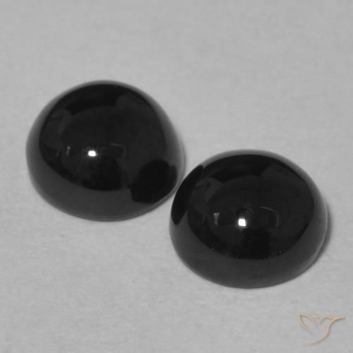 Gemas de Ónix Negro natural de 2.12 ct, Redondo, Opaco
