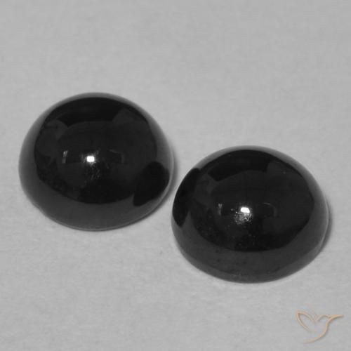 Gemas de Ónix Negro natural de 2.11 ct, Redondo, Opaco