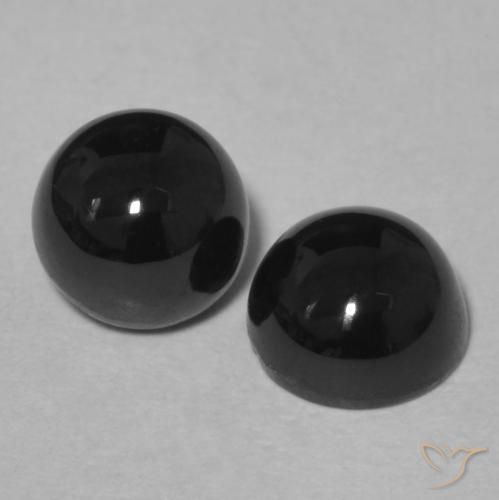 Gemas de Ónix Negro natural de 2.17 ct, Redondo, Opaco