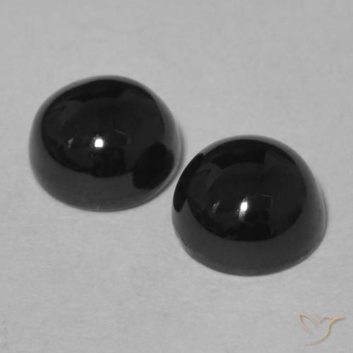 Gemas de Ónix Negro natural de 2.17 ct, Redondo, Opaco