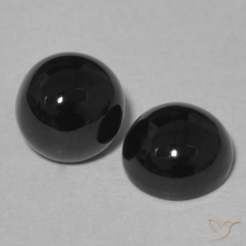 Gemas de Ónix Negro natural de 2.21 ct, Redondo, Opaco