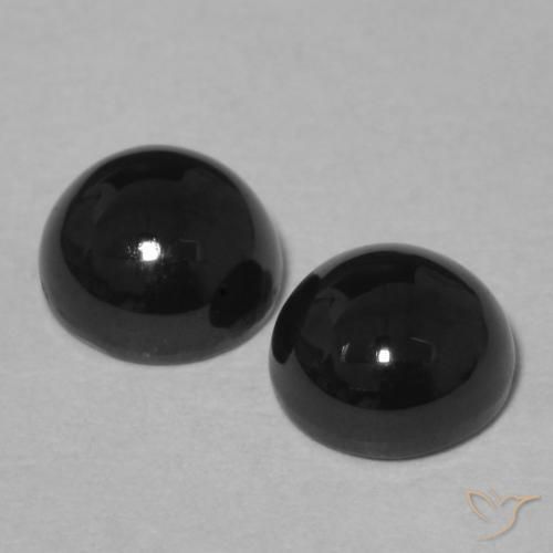 Gemas de Ónix Negro natural de 2.21 ct, Redondo, Opaco