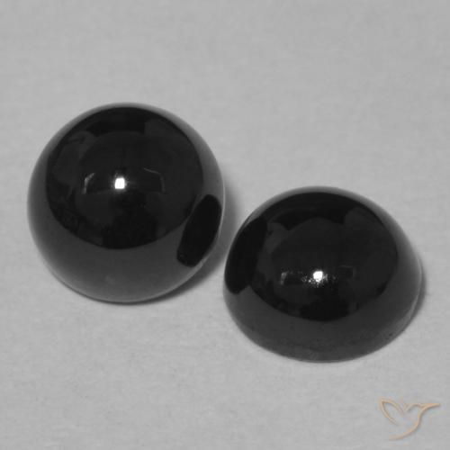 Gemas de Ónix Negro natural de 2.13 ct, Redondo, Opaco