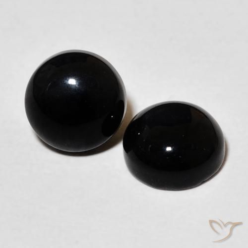 Gemas de Ónix Negro natural de 2.86 ct, Redondo, Opaco