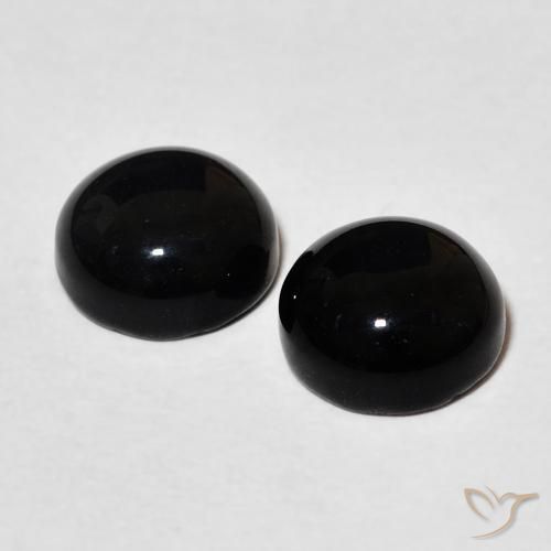Gemas de Ónix Negro natural de 2.86 ct, Redondo, Opaco
