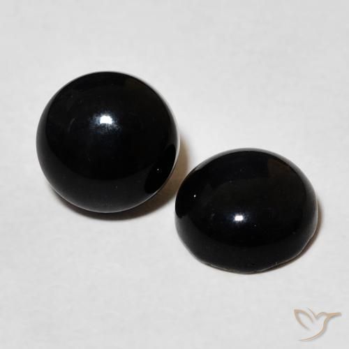 Gemas de Ónix Negro natural de 2.93 ct, Redondo, Opaco