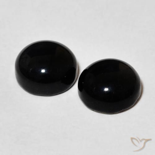 Gemas de Ónix Negro natural de 2.93 ct, Redondo, Opaco