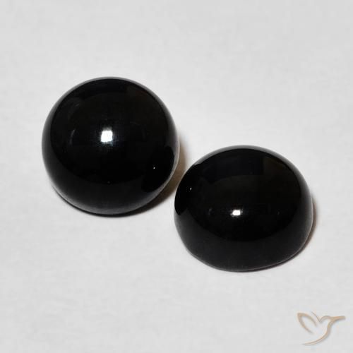 Gemas de Ónix Negro natural de 2.64 ct, Redondo, Opaco
